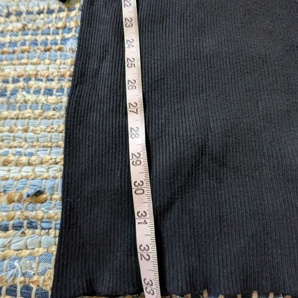 Black Ribbed Lace-Up Bodycon Dress S Long Sleeve Mini Figure Hugging Sexy - Picture 3 of 7